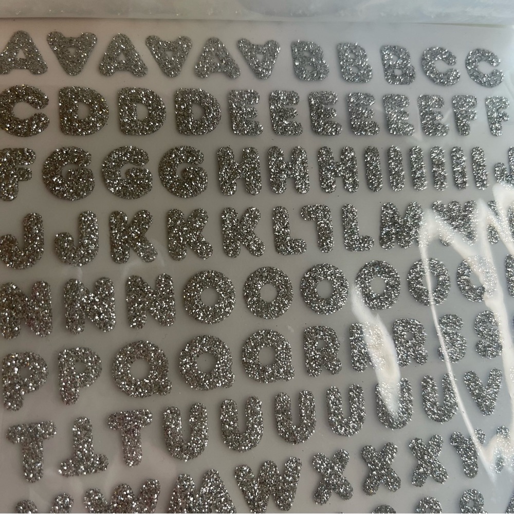 Iron on Silver Glitter NEW 148 pieces LETTERS NUMBERS to personalize decorate